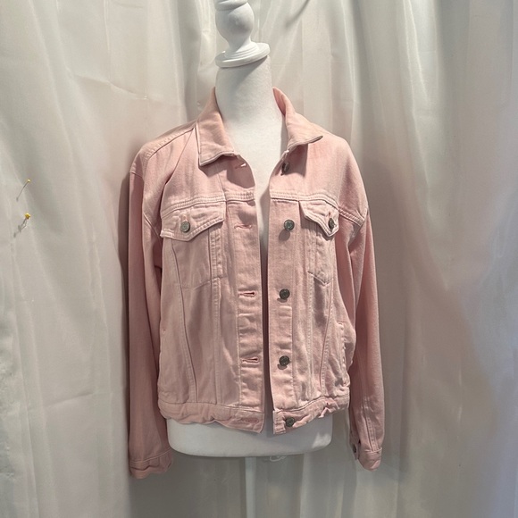 GAP Pink Denim Jacket EUC size Large - Picture 1 of 3